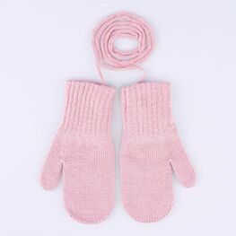 07821200-41 Варежки однослойные из шерсти мериноса розовый для девочки розовый