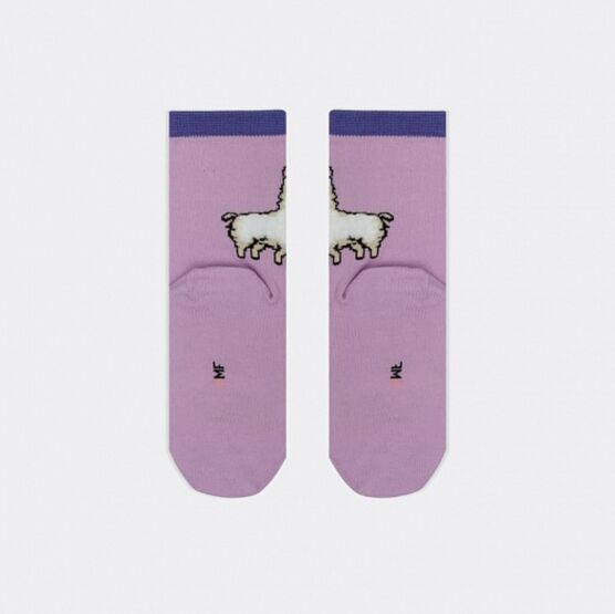 07842484-40 Носки хлопковые Пушистые ламы для девочки сиреневый фото №2