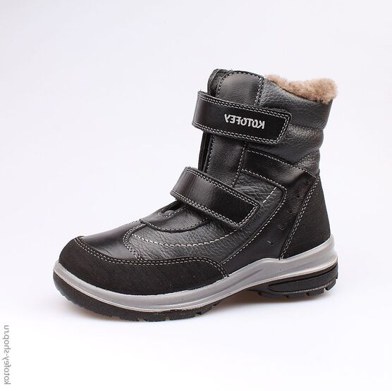 652097-52 Зимние ботинки на липучках для мальчики чер-сер