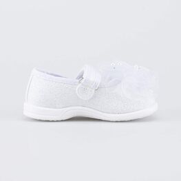 231266-12 Нарядные туфли с бантиком для девочки белый + серебристый фото №2