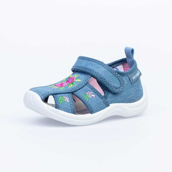 221076-11 Босоножки текстильные для девочки голубой