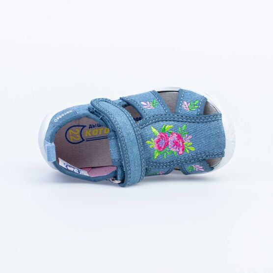 221076-11 Босоножки текстильные для девочки голубой фото №5