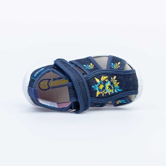221076-12 Босоножки текстильные для девочки светло-синий фото №5