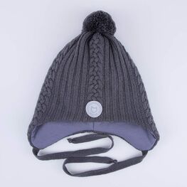 07711439-40 Шапка на завязках серый для мальчики серый фото №3