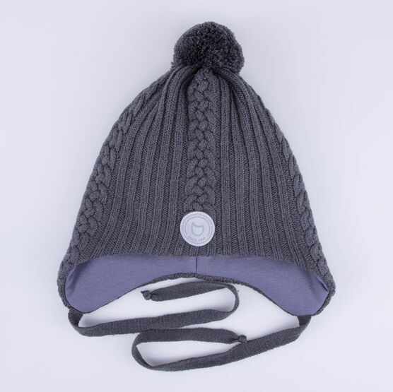 07711439-40 Шапка на завязках серый для мальчики серый фото №3