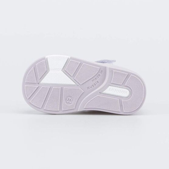 022153-23 Кожаные сандалии Первые шаги Дюймовочка для девочки белый + сиреневый фото №3