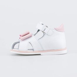 022155-21 Сандалии для первых шагов Бантик для девочки белый + розовый фото №2