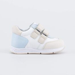 032094-24 Полуботинки для первых шагов для девочки бежевый + голубой фото №2