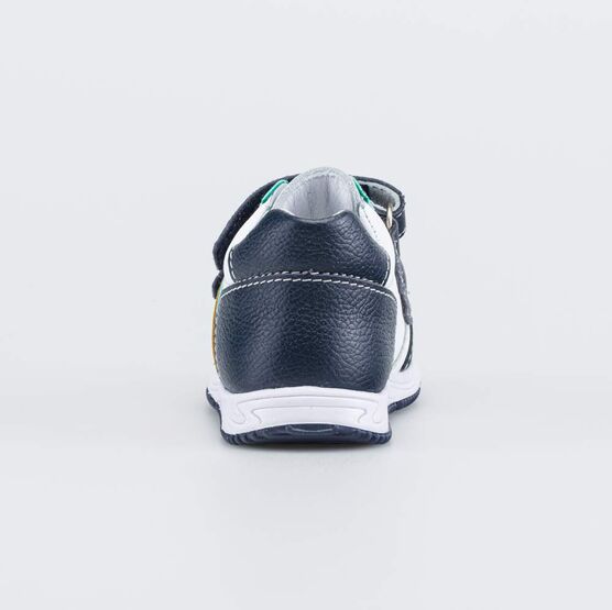 032095-25 Кожаные полуботинки для первых шагов для мальчики синий + белый фото №5