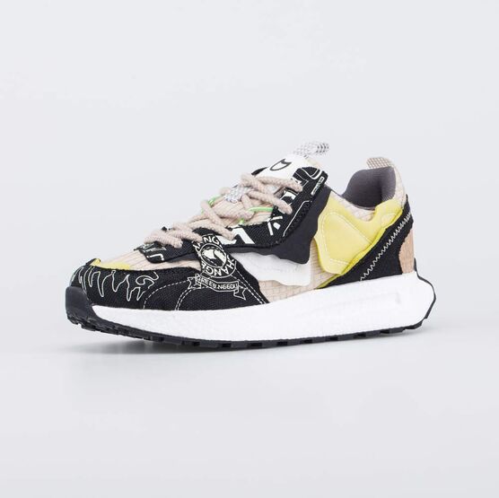 744264-12 Кроссовки Экомир для мальчики черный + бежевый