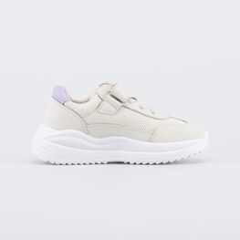 634171-11 Кожаные полуботинки-кроссовки для девочки для девочки бежевый + сиреневый фото №2