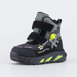 254838-41 Мембранные ботинки с LED и Softshell Космонавт для мальчики черный + оливковый