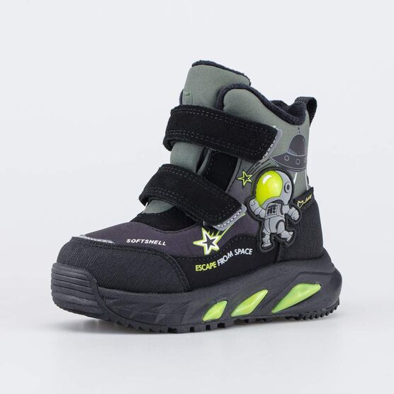 254838-41 Мембранные ботинки с LED и Softshell Космонавт для мальчики черный + оливковый