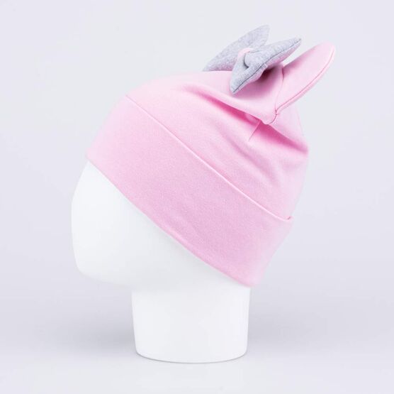 07811682-40 Хлопковая шапка с ушками розовая для девочки розовый фото №2