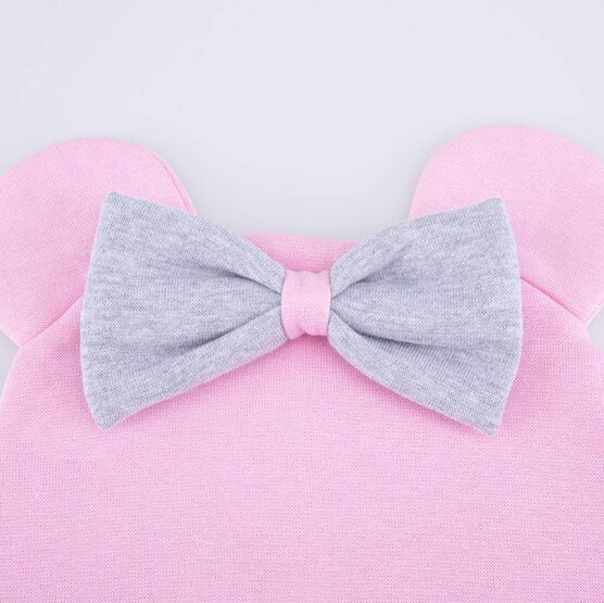 07811682-40 Хлопковая шапка с ушками розовая для девочки розовый фото №3