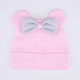 07811682-40 Хлопковая шапка с ушками розовая для девочки розовый фото №4