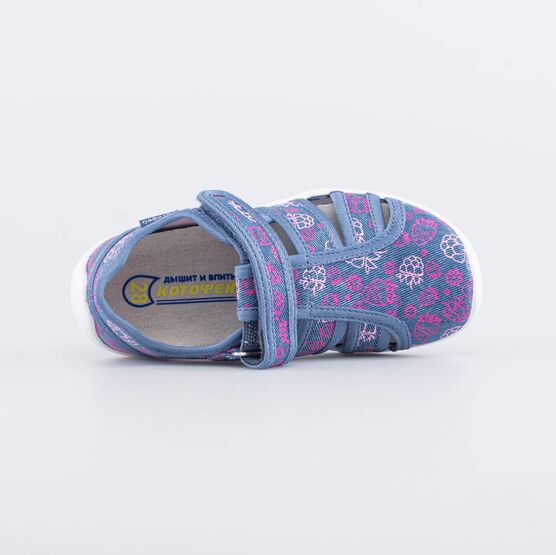 421094-11 Хлопковые сандалии Ягодки для девочки синий фото №4
