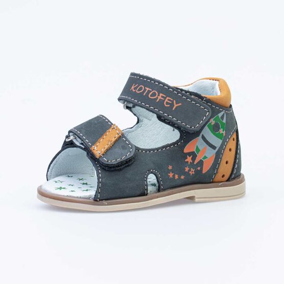 022087-23 Туфли летние для мальчики сер-жел