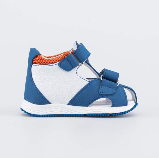 022136-27 Кожаные сандалии Первые шаги Игра для мальчики синий+белый фото №2