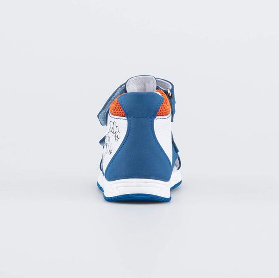 022136-27 Кожаные сандалии Первые шаги Игра для мальчики синий+белый фото №5