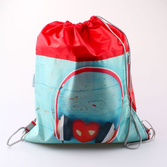 02808062-20 Мешок для сменной обуви Музыкальное сердечко для девочки красный + голубой фото №2