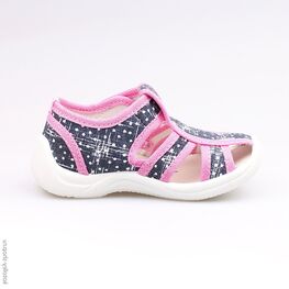 221037-11 Босоножки текстильные для девочки син-роз фото №2