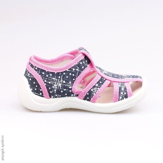 221037-11 Босоножки текстильные для девочки син-роз фото №2