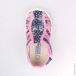 221037-11 Босоножки текстильные для девочки син-роз фото №4