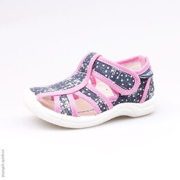 221037-11 Босоножки текстильные для девочки син-роз