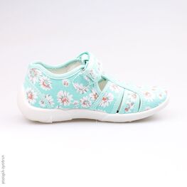 421015-11 Босоножки текстильные для девочки бирюзовый фото №2