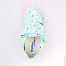 421015-11 Босоножки текстильные для девочки бирюзовый фото №4