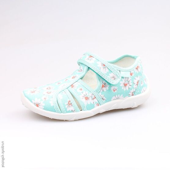 421015-11 Босоножки текстильные для девочки бирюзовый