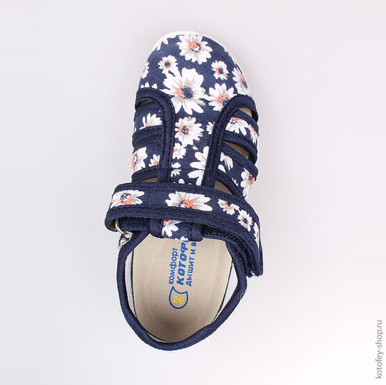 421015-13 Босоножки текстильные для девочки светло-синий фото №4
