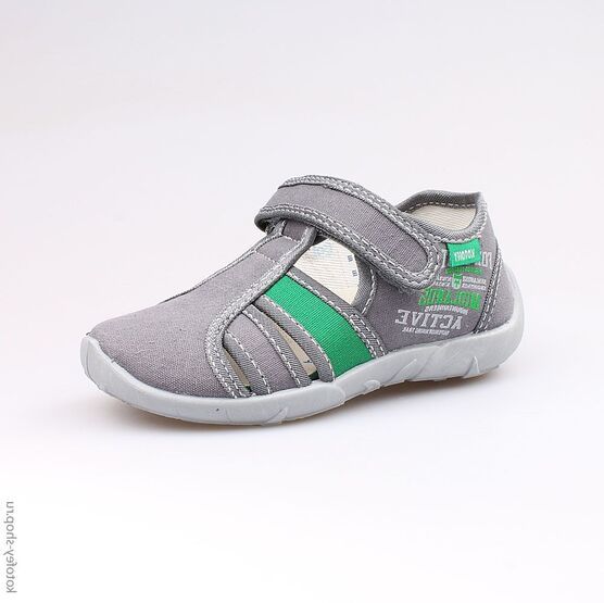 421020-12 Сандалии текстильные для мальчики сер-зел