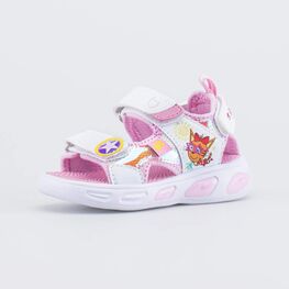 124034-11 Пляжные сандалии с LED Три кота для девочки белый + розовый