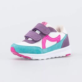 344469-72 Яркие кроссовки на липучках для девочки бежевый