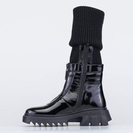 664138-31 Демисезонные сапоги с вязаным чулком для девочки черный фото №2