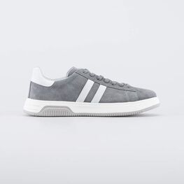 732410-11 Серые кожаные кеды-полуботинки для мальчики серый фото №2