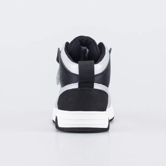 352416-14 Кожаные ботинки-кеды для девочки для девочки серебристый + черный фото №5