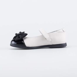 432164-22 Туфли-балетки с бантом для девочки бежевый + черный фото №2