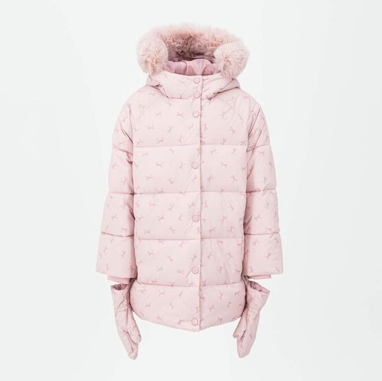 07857070-40 Зимнее пальто с принтом для девочки для девочки розовый