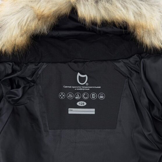 07858064-41 Черное зимнее пальто для девочки для девочки черный фото №4