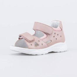 322200-21 Кожаные сандалии на липучках Сердечки для девочки розовый