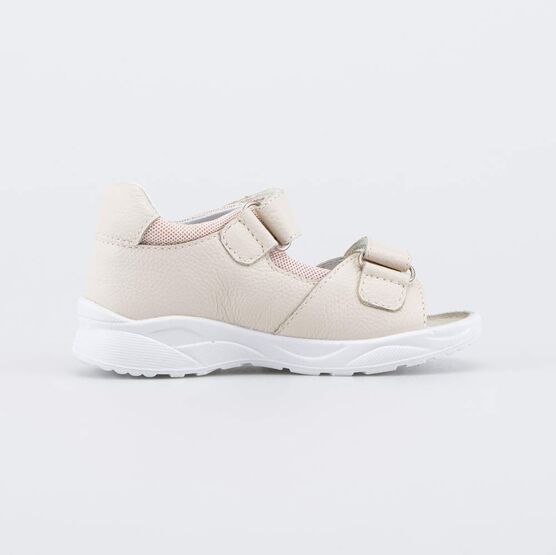 322200-22 Кожаные сандалии на липучках Сердечки для девочки бежевый фото №2