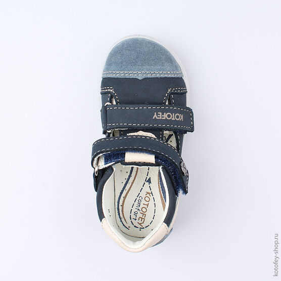 232076-21 Туфли для мальчики син-беж фото №4
