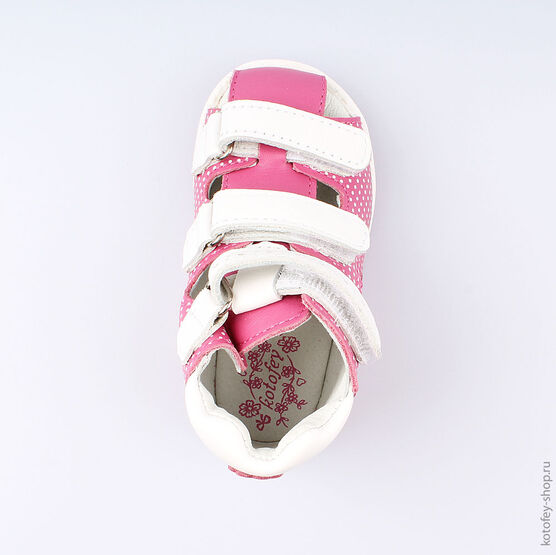 122111-22 Босоножки для девочки фук-бел фото №4
