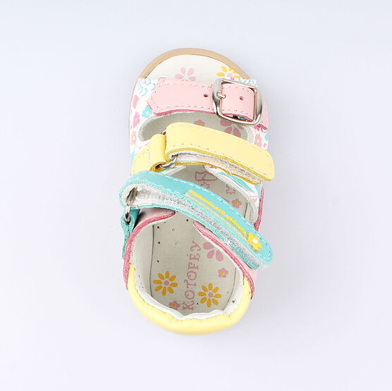 022088-21 Босоножки для девочки кожаные для девочки бел-роз-жел фото №4