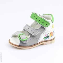 022086-21 Туфли летние для мальчики сер-бел-зел