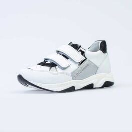 532227-22 Полуботинки для девочки бел-чер