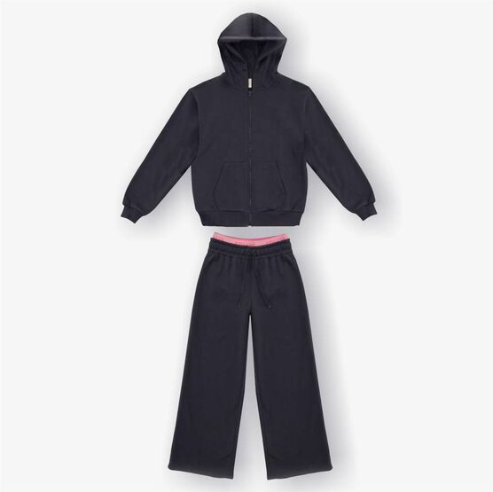 07864093-40 Костюм зип-худи + брюки темно-серый для девочки темно-серый
